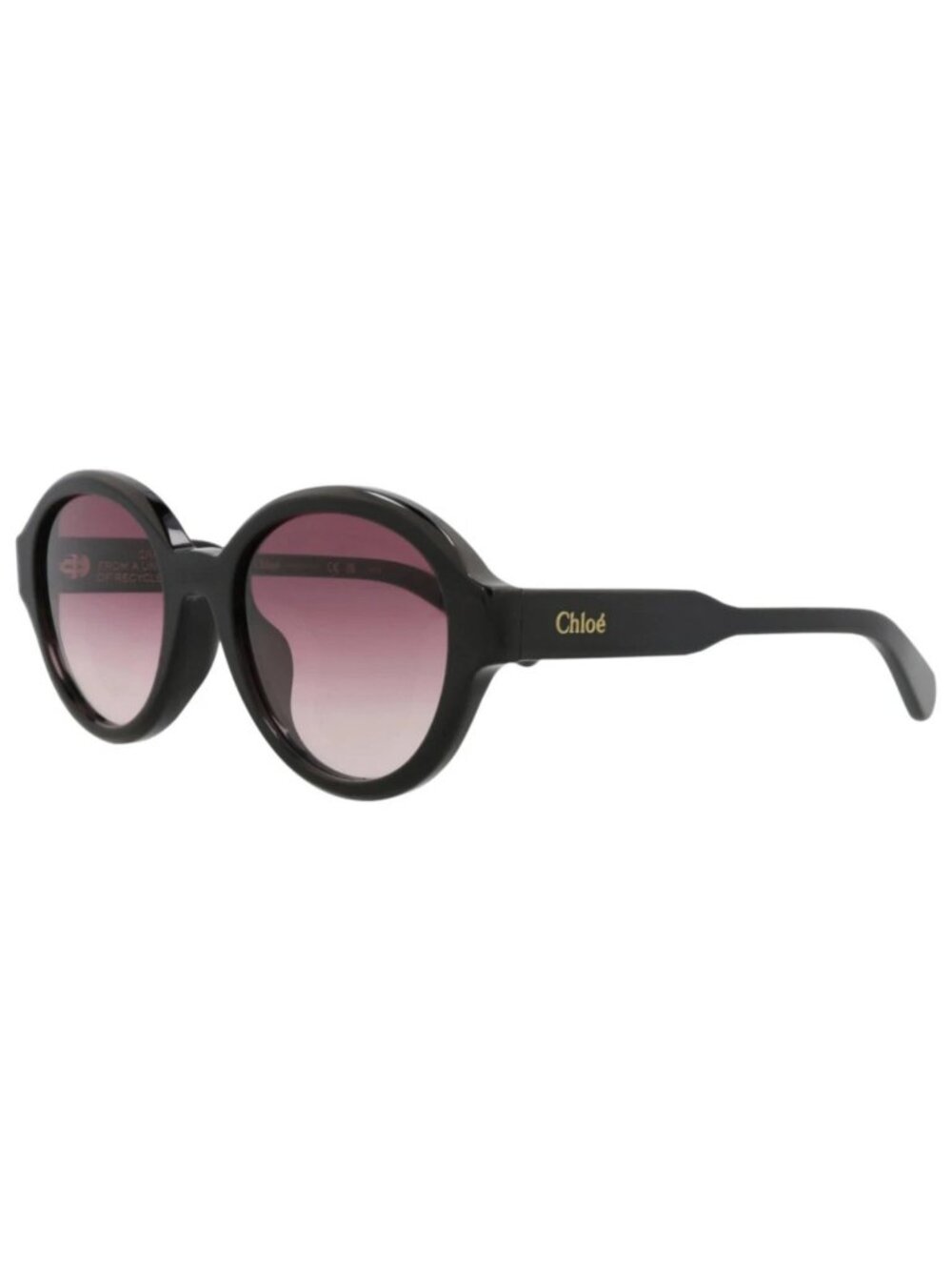 New Chloé Women's Sunglasses Round Oval Recycled Acetate Frame Black Black Red